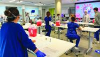 volunteers at the simulation center